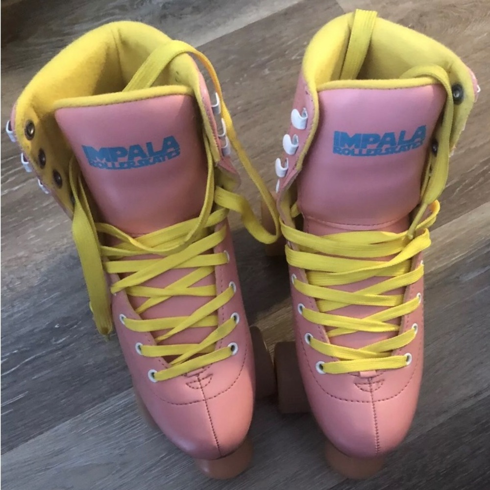 Impala Sidewalk Rollerskates - Pink/Yellow, Size 6